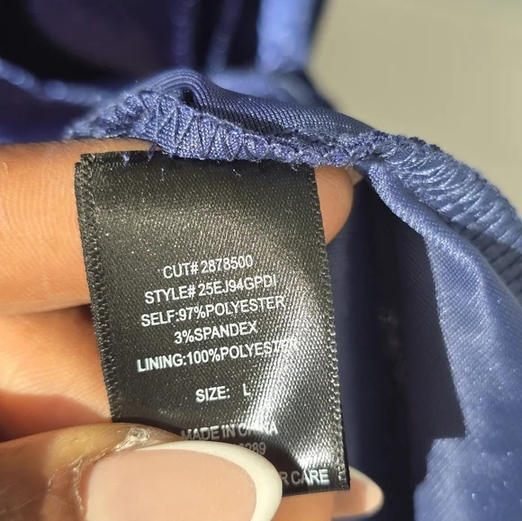 Trixxi Juniors' Puff-Sleeve Faux-Wrap Velvet Dress Sz L Women Blue Holiday - Picture 13 of 15